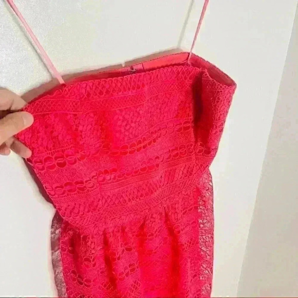 J. Crew Collection Bright Dahlia Floral Lace Strapless Dress Pink Size 2 - Picture 3 of 7